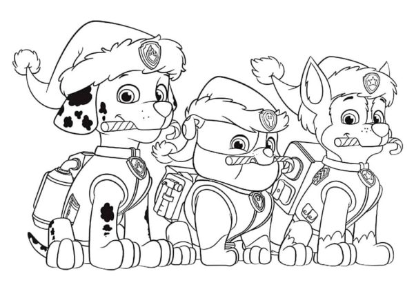 Online coloring book: Paw Patrol Christmas coloring page